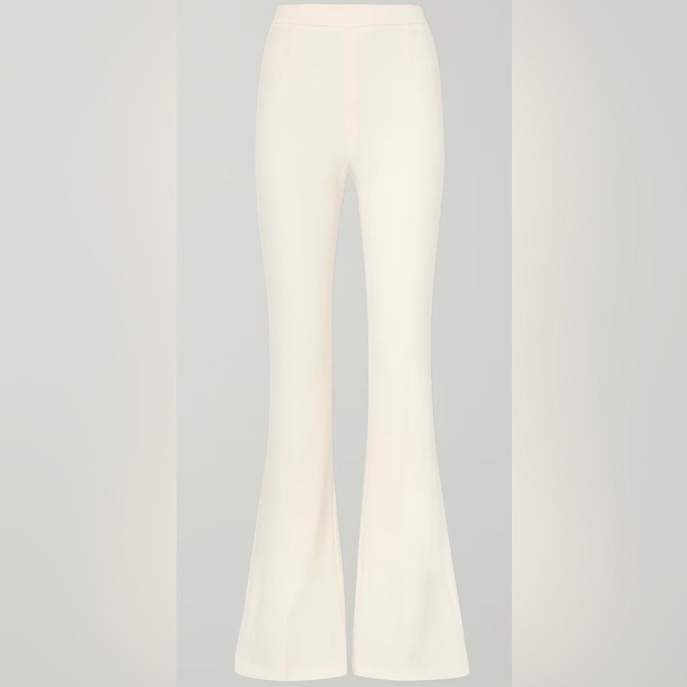 Safiyaa Halluana Stretch-Crepe Flared Pants in Ivory